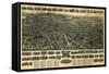 Meriden, Connecticut - Panoramic Map-Lantern Press-Framed Stretched Canvas