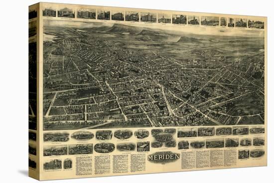 Meriden, Connecticut - Panoramic Map-Lantern Press-Stretched Canvas