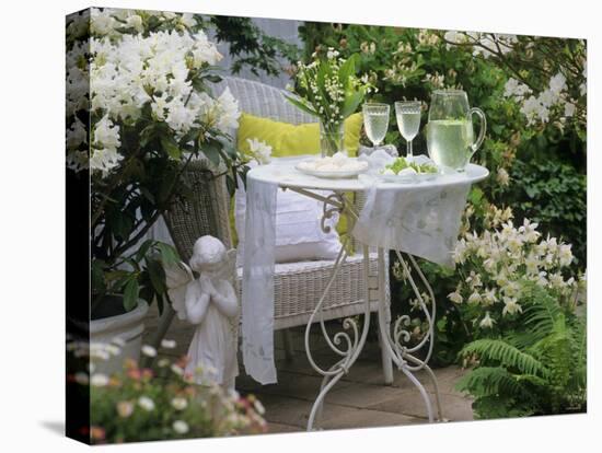 Meringues and Woodruff Punch on Romantic Garden Table-Friedrich Strauss-Stretched Canvas