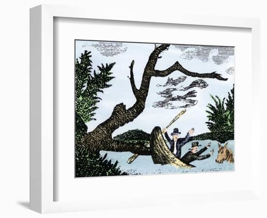 Meriwether Lewis and William Clark Expedition Losing Notes and Specimens in a Canoe Accident-null-Framed Giclee Print