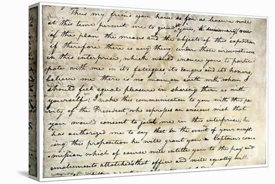 Meriwether Lewis's Letter Inviting William Clark to Join Expedition to Explore Louisiana Territory-null-Stretched Canvas