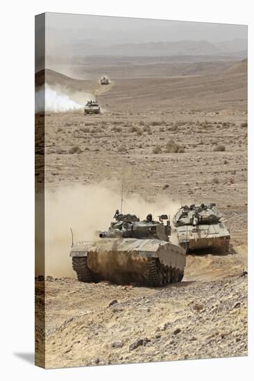 Merkava Iii Main Battle Tanks in the Negev Desert, Israel-Stocktrek Images-Stretched Canvas