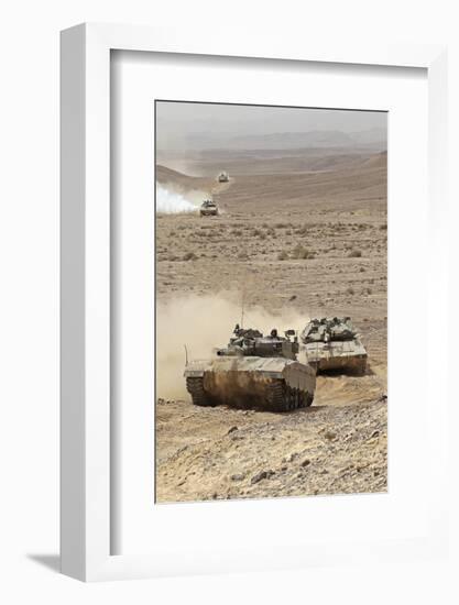 Merkava Iii Main Battle Tanks in the Negev Desert, Israel-Stocktrek Images-Framed Photographic Print