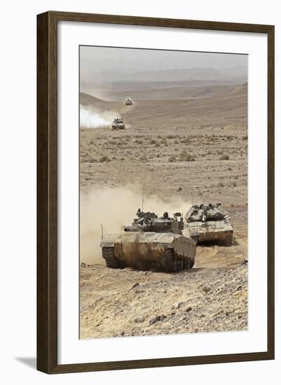 Merkava Iii Main Battle Tanks in the Negev Desert, Israel-Stocktrek Images-Framed Photographic Print