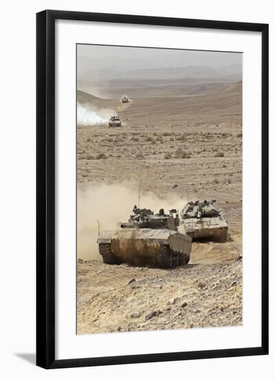 Merkava Iii Main Battle Tanks in the Negev Desert, Israel-Stocktrek Images-Framed Photographic Print