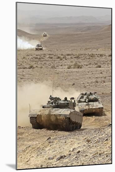 Merkava Iii Main Battle Tanks in the Negev Desert, Israel-Stocktrek Images-Mounted Photographic Print