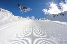 Flying Snowboarder on Mountains, Extreme Sport-Merkushev Vasiliy-Mounted Photographic Print