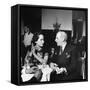 Merle Oberon and Walter Winchell Chatting at the Stork Club-null-Framed Stretched Canvas