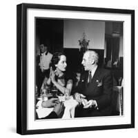 Merle Oberon and Walter Winchell Chatting at the Stork Club-null-Framed Photographic Print