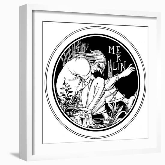 Merlin, an Illustration from 'Le Morte D'Arthur' by Sir Thomas Malory, 1893-94-Aubrey Beardsley-Framed Giclee Print