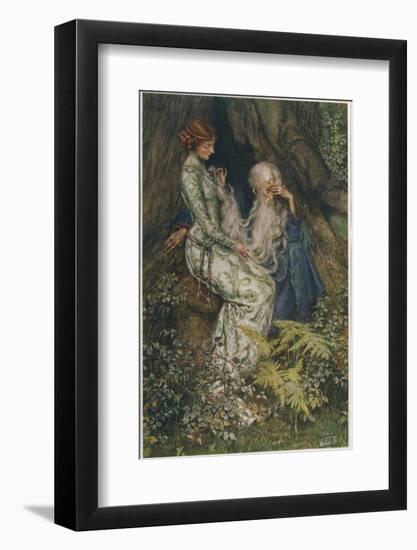 Merlin is Spellbound by His Lover Nimue-Eleanor Fortescue Brickdale-Framed Photographic Print