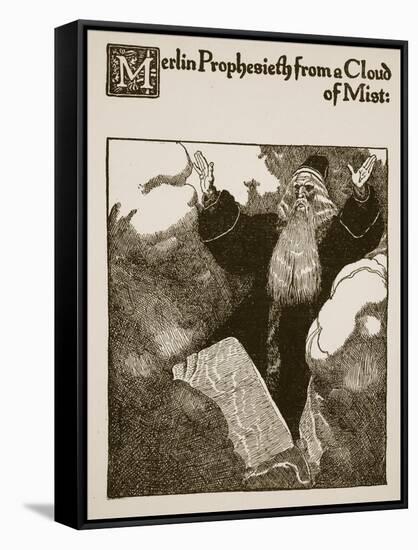 Merlin Prophesieth from Cloud of Mist, from 'The Story of Sir Launcelot and His Companions'-Howard Pyle-Framed Stretched Canvas