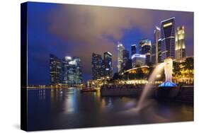 Merlion and Marina Bay Downtown Buildings, Singapore, Southeast Asia, Asia-Christian Kober-Stretched Canvas