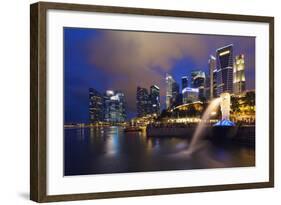 Merlion and Marina Bay Downtown Buildings, Singapore, Southeast Asia, Asia-Christian Kober-Framed Photographic Print