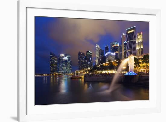 Merlion and Marina Bay Downtown Buildings, Singapore, Southeast Asia, Asia-Christian Kober-Framed Photographic Print