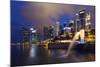 Merlion and Marina Bay Downtown Buildings, Singapore, Southeast Asia, Asia-Christian Kober-Mounted Photographic Print