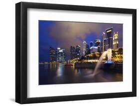 Merlion and Marina Bay Downtown Buildings, Singapore, Southeast Asia, Asia-Christian Kober-Framed Photographic Print