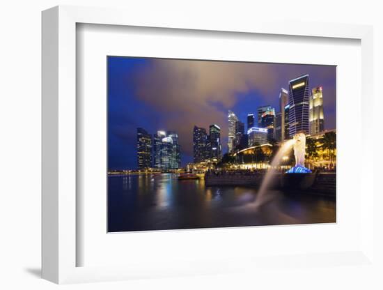 Merlion and Marina Bay Downtown Buildings, Singapore, Southeast Asia, Asia-Christian Kober-Framed Photographic Print