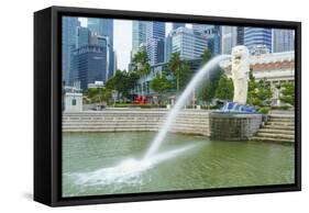 Merlion Statue, the National Symbol of Singapore and its Most Famous Landmark, Merlion Park-Fraser Hall-Framed Stretched Canvas