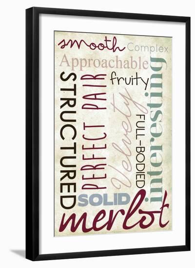 Merlot Typography-Lantern Press-Framed Art Print