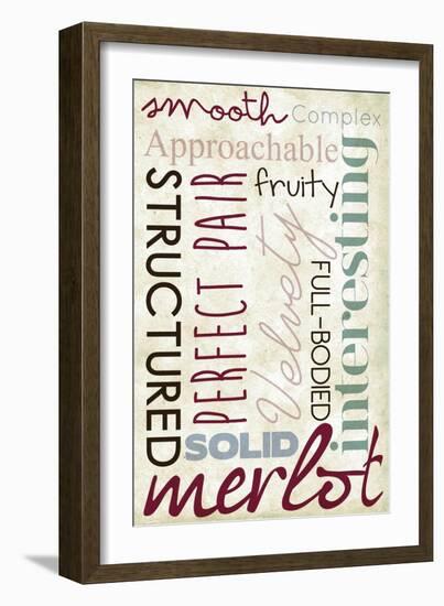 Merlot Typography-Lantern Press-Framed Art Print