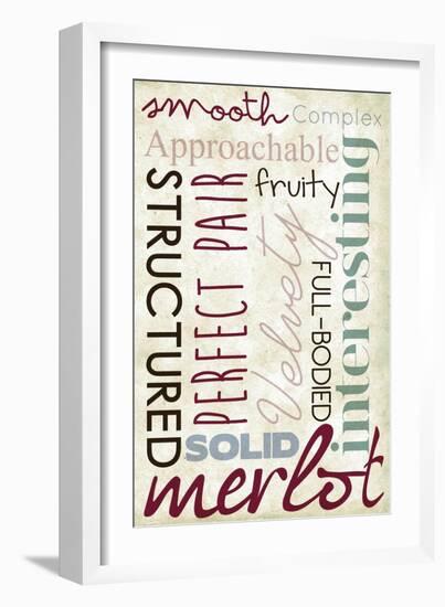 Merlot Typography-Lantern Press-Framed Art Print