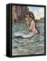 Mermaid and Child-null-Framed Stretched Canvas