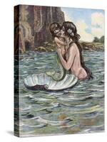 Mermaid and Child-null-Stretched Canvas