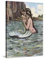 Mermaid and Child-null-Stretched Canvas