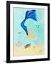 Mermaid and Sea Turtle I-Julie DeRice-Framed Art Print