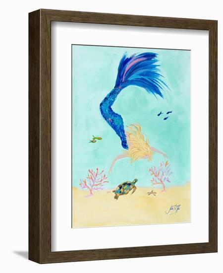 Mermaid and Sea Turtle I-Julie DeRice-Framed Art Print