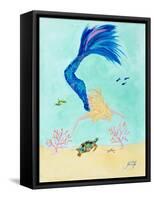 Mermaid and Sea Turtle I-Julie DeRice-Framed Stretched Canvas