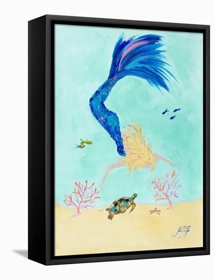 Mermaid and Sea Turtle I-Julie DeRice-Framed Stretched Canvas