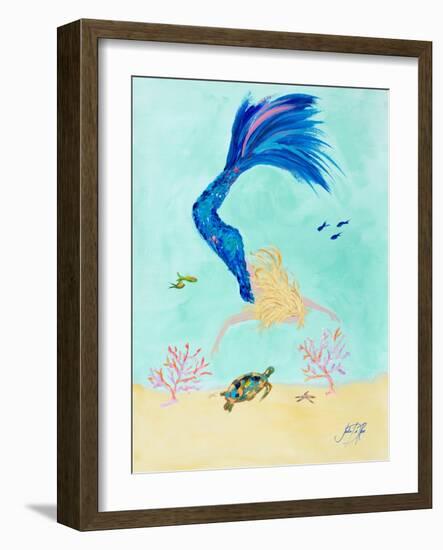 Mermaid and Sea Turtle I-Julie DeRice-Framed Art Print