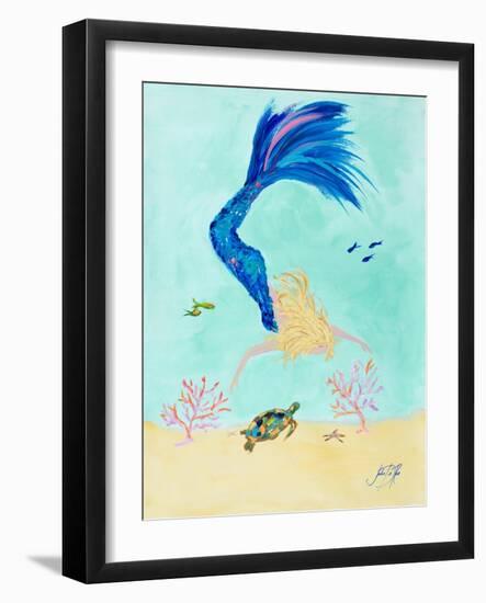 Mermaid and Sea Turtle I-Julie DeRice-Framed Art Print