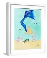 Mermaid and Sea Turtle I-Julie DeRice-Framed Art Print