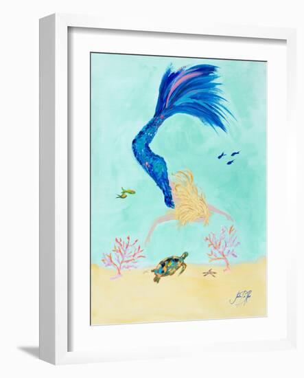 Mermaid and Sea Turtle I-Julie DeRice-Framed Art Print