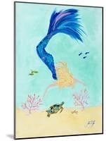 Mermaid and Sea Turtle I-Julie DeRice-Mounted Art Print