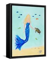 Mermaid and Sea Turtle II-Julie DeRice-Framed Stretched Canvas