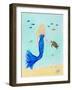 Mermaid and Sea Turtle II-Julie DeRice-Framed Art Print