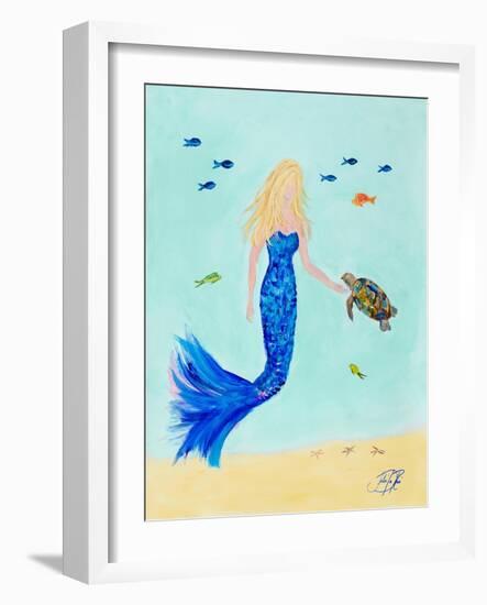 Mermaid and Sea Turtle II-Julie DeRice-Framed Art Print