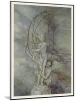 Mermaid and Statue-Arthur Rackham-Mounted Art Print