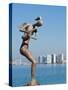 Mermaid Angel Playing Saxophone Sculpture on the Malecon, Puerto Vallarta, Jalisco, Mexico, North A-Michael DeFreitas-Stretched Canvas