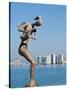 Mermaid Angel Playing Saxophone Sculpture on the Malecon, Puerto Vallarta, Jalisco, Mexico, North A-Michael DeFreitas-Stretched Canvas