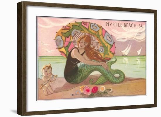 Mermaid at Myrtle Beach-null-Framed Art Print