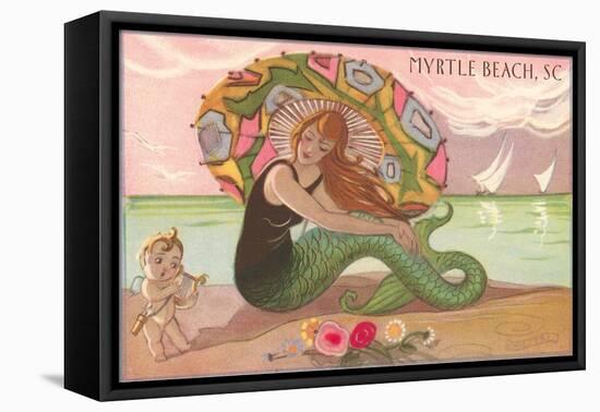 Mermaid at Myrtle Beach-null-Framed Stretched Canvas