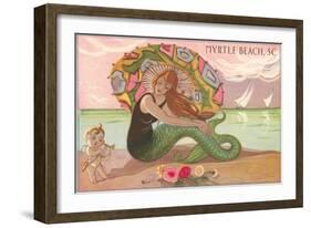 Mermaid at Myrtle Beach-null-Framed Art Print