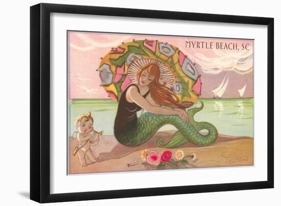 Mermaid at Myrtle Beach-null-Framed Art Print