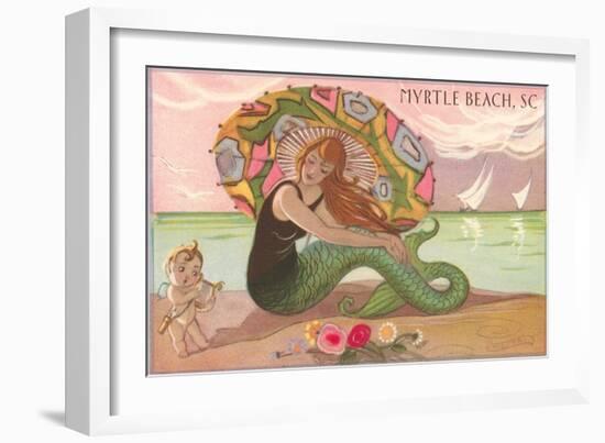 Mermaid at Myrtle Beach-null-Framed Art Print