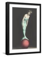 Mermaid Balanced on Ball-null-Framed Art Print